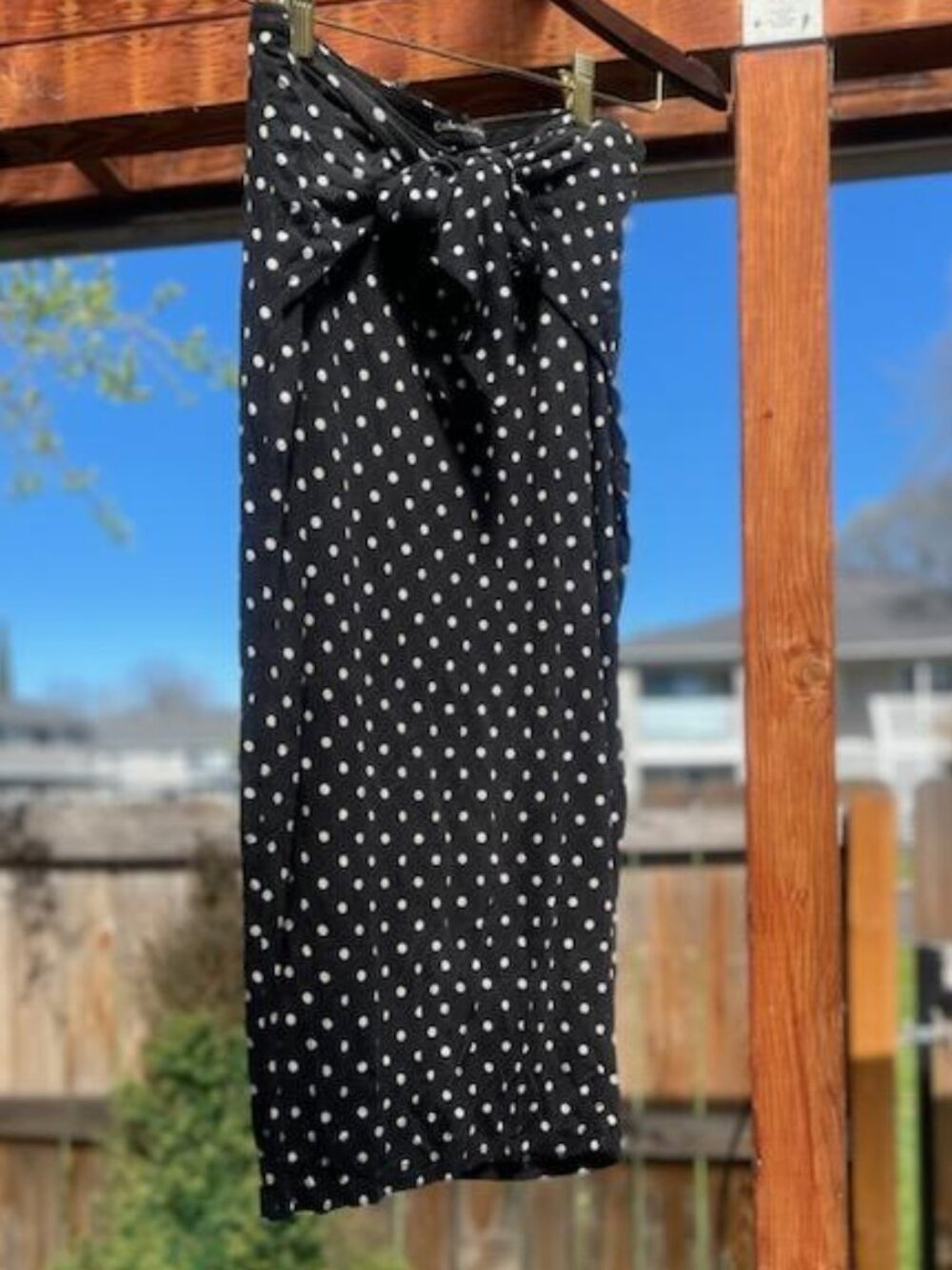 Catherine Melandrino Polka Dot Midi Pencil Skirt-Stretchy-Size M